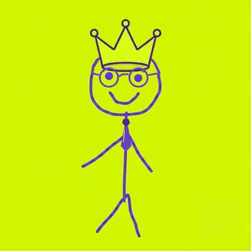 Ben #0002: Little Crown, Round Glasses, Purple Tie, No Earrings