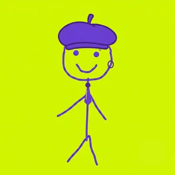 Ben #0020: Artist Beret, No Glasses, Purple Tie, Single Hoop