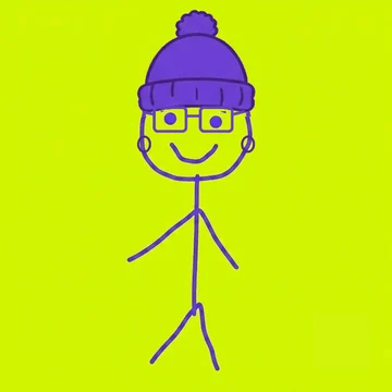 Ben #0003: Pom-Pom Beanie, Square Glasses, No Necklace, Double Hoops